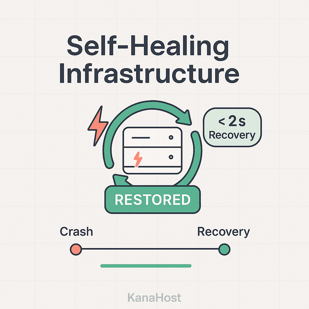 KanaHost self-healing infrastructure automatically detects and fixes crashes in under 2 seconds